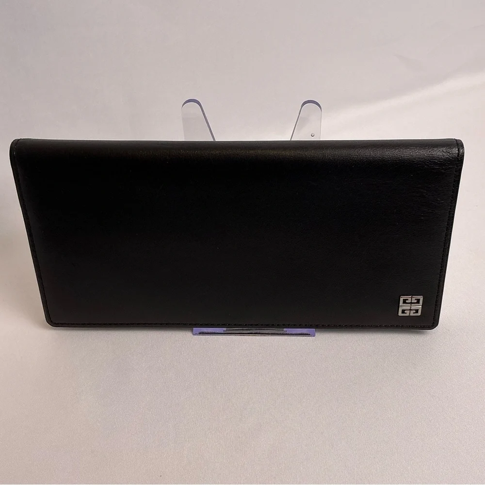 New Givenchy Black Lambskin Leather Long Wallet with Box, Tags & COA